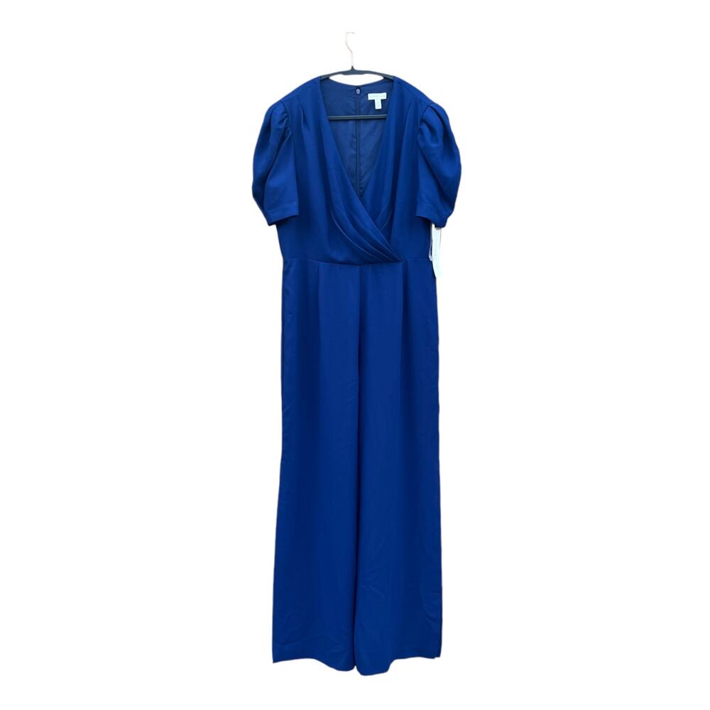 ML Monique Lhuillier Cobalt Blue Puff Sleeve Jumpsuit NEW NWT Size 16 $495